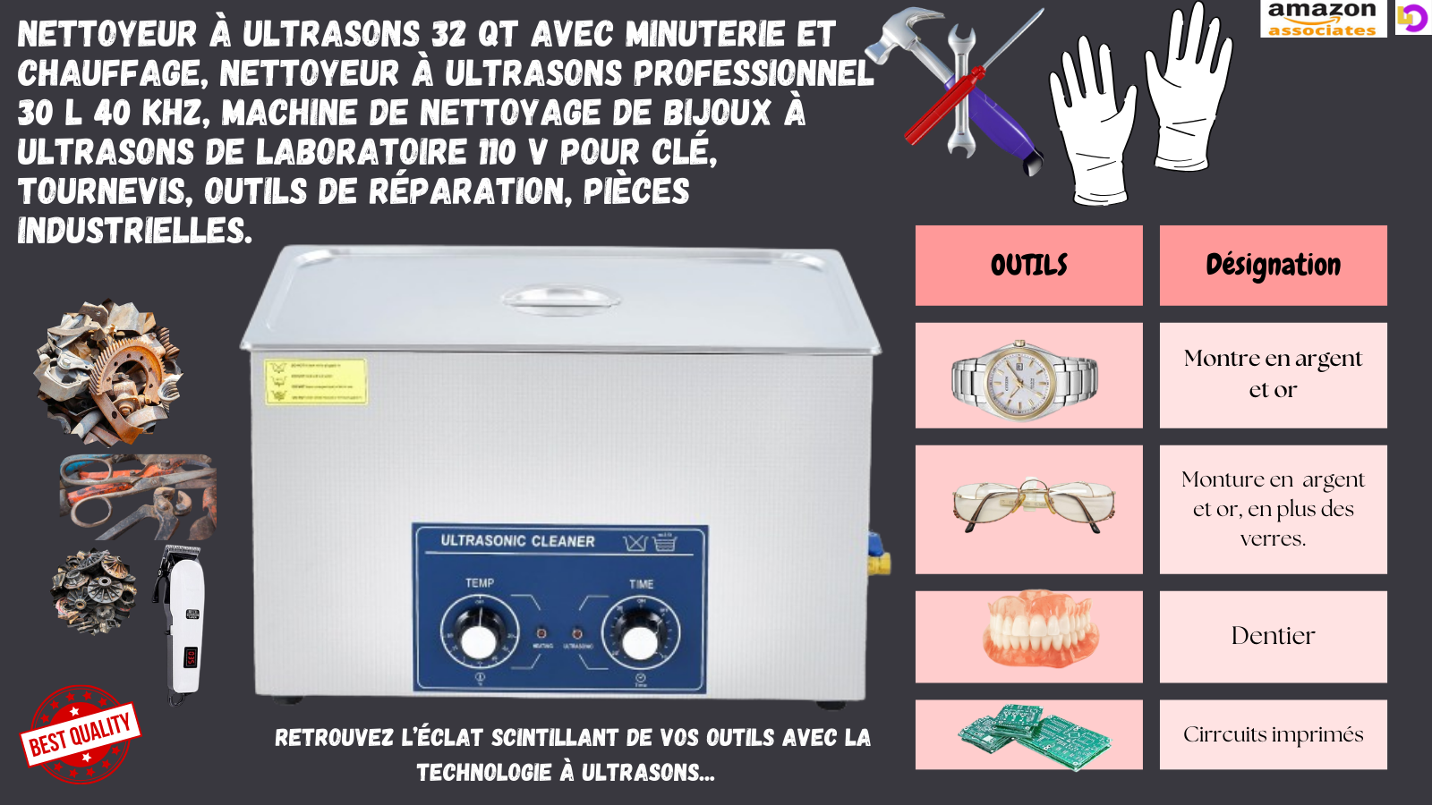 18.Nettoyeur à ultrasons 32 qt avec minuterie et chauffage,…